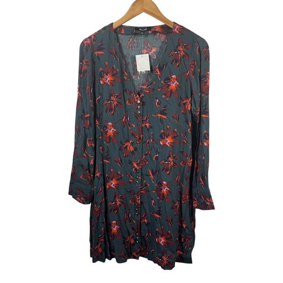 Madewell Dress Women S NWT Willowleaf Long Sleeve Mini Winter Orchid Floral Fall - Picture 1 of 7